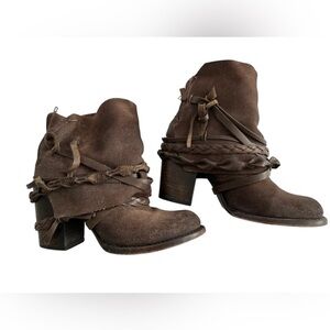 Freebird FB CAIRO Dark Brown Ankle Booties with Braided Straps